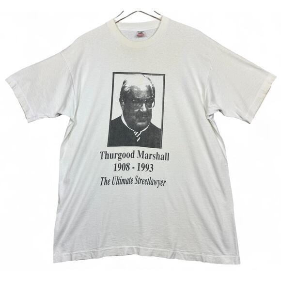 Vintage 90s Thurgood Marshall Tribute T Shirt Adult XL White Single Stitch - Picture 1 of 16